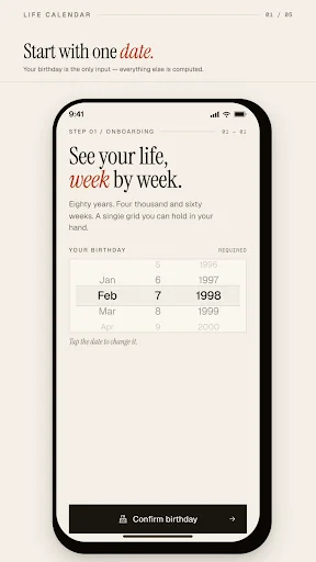 I-download ang Life Calendar – Subaybayan ang Iyong Buhay Linggo-linggo - Screenshot 1
