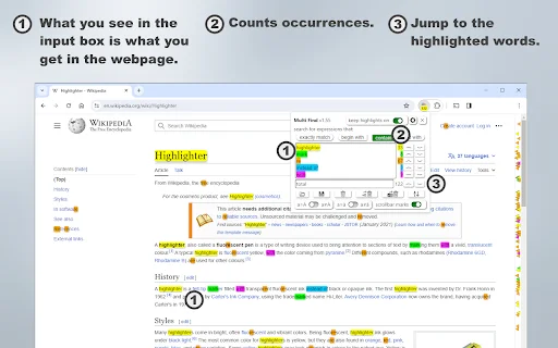 Multi Find: I-highlight ang Maramihang Salita sa Web – Libre - Screenshot 2