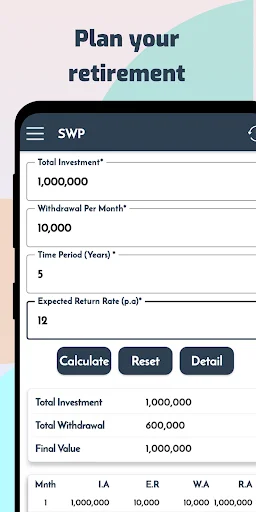I-download ang SWP Calc Pinakabagong Bersyon – Retirement Planner App - Screenshot 2