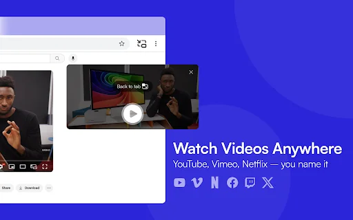 Picture in Picture para sa Chrome – Manood Habang Nagtatrabaho - Screenshot 2